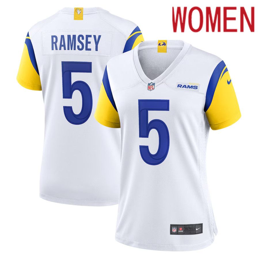 Women Los Angeles Rams #5 Jalen Ramsey Nike White Game NFL Jersey->women nfl jersey->Women Jersey